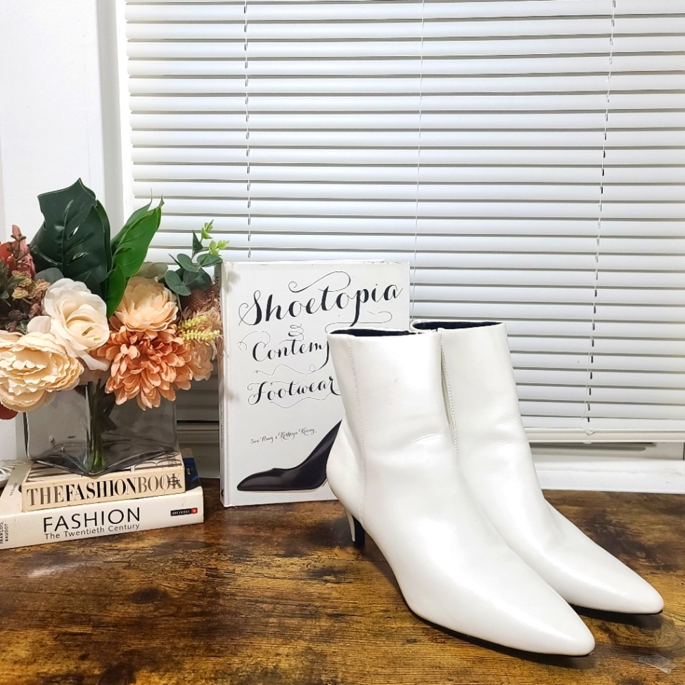 Christian Siriano white ankle boots